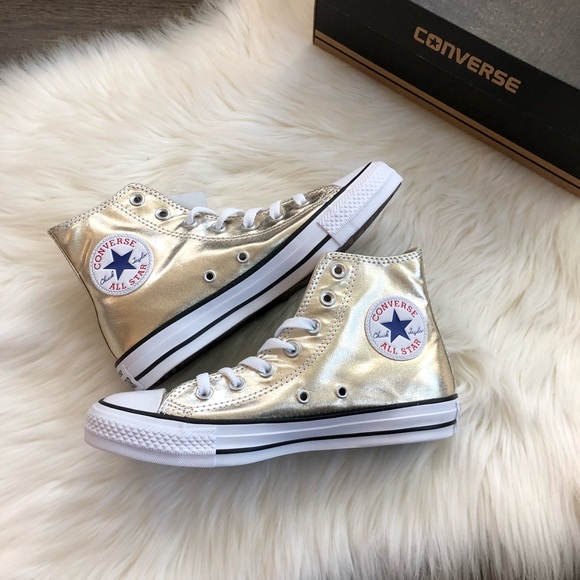 New Converse Chuck Taylor Hi Metallic Gold - Picture 4 of 5